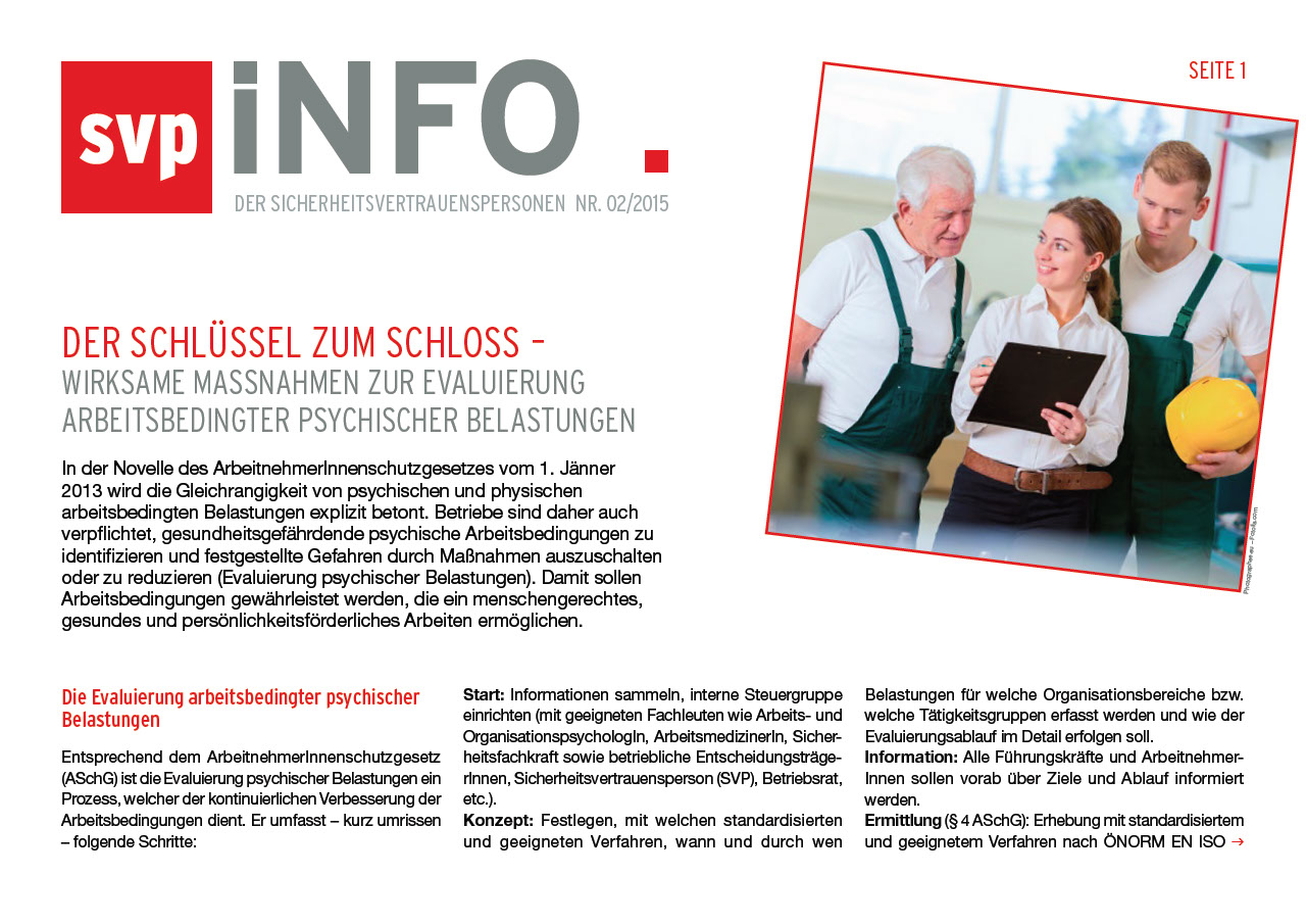 Der Schlüssel zum Schloss - Wirksame Maßnahmen zur Evaluierung arbeitsbedingter psyschischer Belastungen