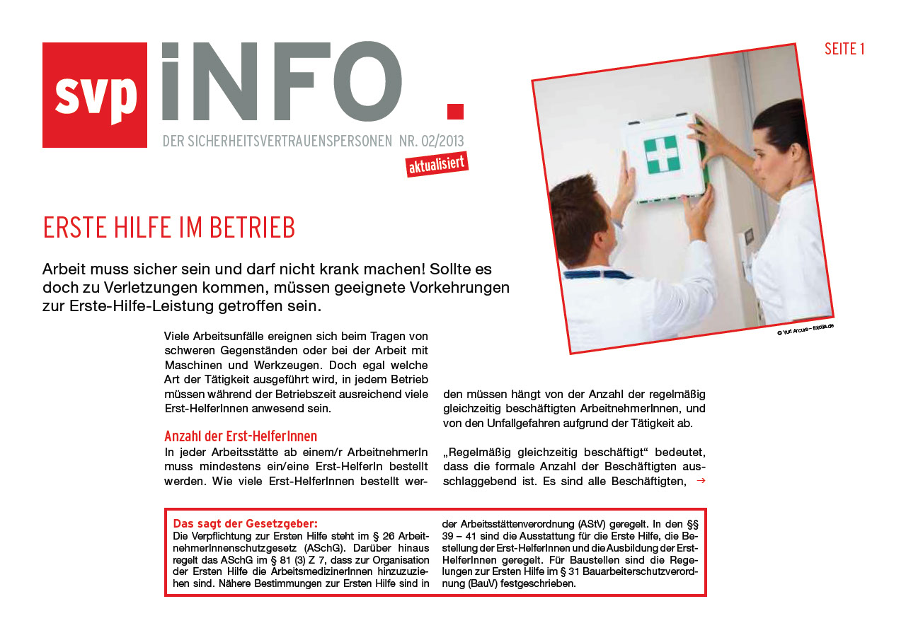 Erste Hilfe im Betrieb (SVP-Info)