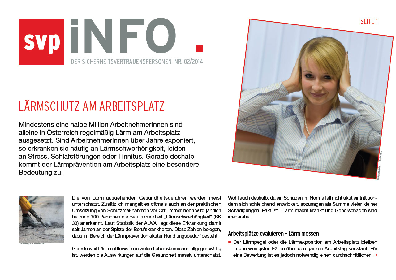 Lärmschutz am Arbeitsplatz (SVP-Info Nr. 02/2014)