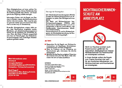 Nichtraucher:innenschutz am Arbeitsplatz (SVP-Info)