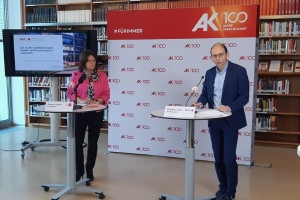 AK-Präsidentin Renate Anderl und Thomas Leoni vom WIFO