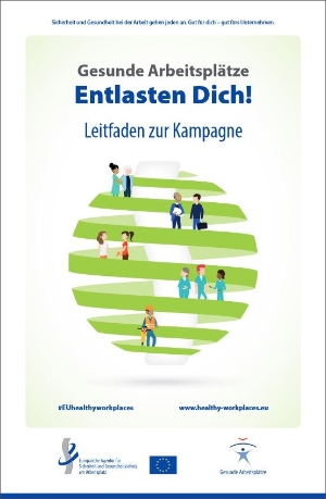 Cover des Leitfadens zur Kampagne „Gesunde Arbeitsplätze – Entlasten Dich!“