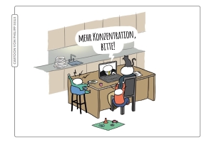 Cartoon zum Thema Homeoffice: Mehr Konzentration, bitte!